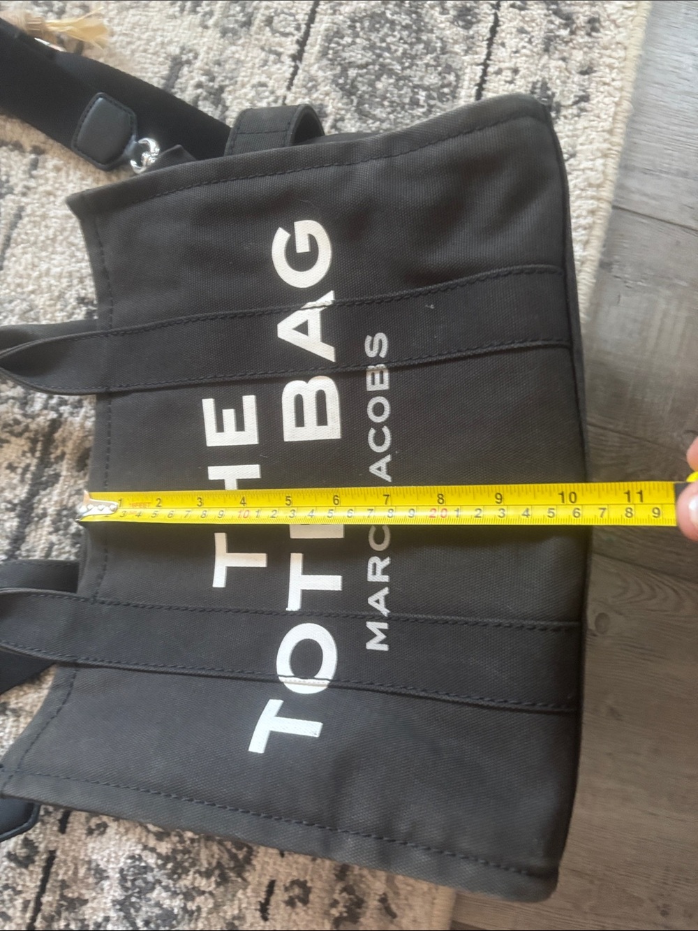 Marc Jacobs Black Canvas 'The Tote Bag' with White Logo - Picture 11 of 12